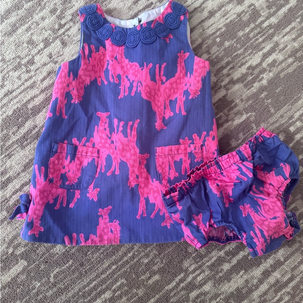 Lilly Pulitzer Purple & Hot Pink Giraffe Print Girls Matching Set